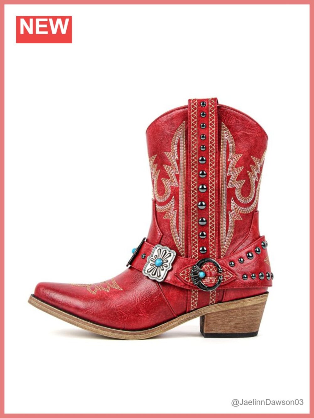 Western Cowgirl Boots Ankle High Faux Leather Embroidery Pointed Toe